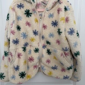 Hanna Andersson Cream Fleece Jacket with Colorful Snowflakes